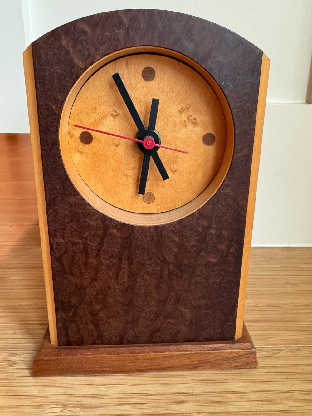 Woodgrain Table Clock - Brown and Tan Home Wall Decor